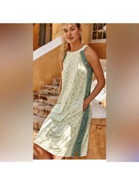 NWT J.Jill Womens Barley Han Green Floral Print Dress 4X Comfort Relaxed Cottage